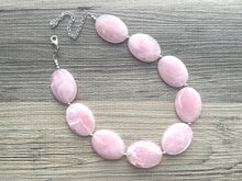 Load image into Gallery viewer, Blush Pink Chunky Statement Necklace, Big beaded jewelry, single strand Statement Necklace, chunky pink bib jewelry earrings