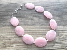 Load image into Gallery viewer, Blush Pink Chunky Statement Necklace, Big beaded jewelry, single strand Statement Necklace, chunky pink bib jewelry earrings