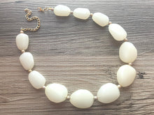 Load image into Gallery viewer, Vintage Big Bead cream Necklace, Single Strand Statement Jewelry, cream Chunky bib bridesmaid, vanilla necklace, gold accent