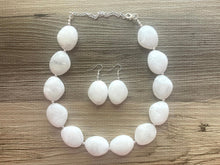 Load image into Gallery viewer, White chunky statement necklace, bib jewelry cloudy white necklace, white jewelry, white beaded necklace, white bubble, cloud necklace