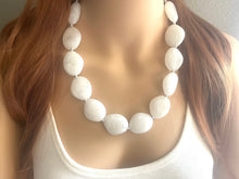 Load image into Gallery viewer, White chunky statement necklace, bib jewelry cloudy white necklace, white jewelry, white beaded necklace, white bubble, cloud necklace