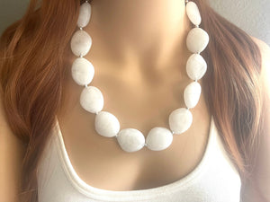 White chunky statement necklace, bib jewelry cloudy white necklace, white jewelry, white beaded necklace, white bubble, cloud necklace