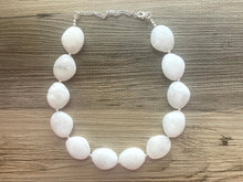 Load image into Gallery viewer, White chunky statement necklace, bib jewelry cloudy white necklace, white jewelry, white beaded necklace, white bubble, cloud necklace