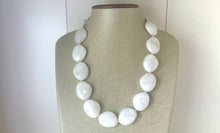 Load image into Gallery viewer, White chunky statement necklace, bib jewelry cloudy white necklace, white jewelry, white beaded necklace, white bubble, cloud necklace