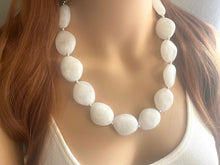 Load image into Gallery viewer, White chunky statement necklace, bib jewelry cloudy white necklace, white jewelry, white beaded necklace, white bubble, cloud necklace