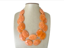 Load image into Gallery viewer, Orange Peel Chunky Statement Necklace, Big beaded jewelry, double strand Statement Necklace, chunky clementine bib jewelry earrings