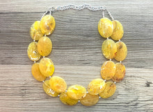 Load image into Gallery viewer, Sunny Yellow marigold Necklace, multi strand colorful jewelry, big beaded chunky statement necklace, yellow necklace, yellow earrings