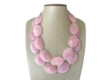 Load image into Gallery viewer, Blush Pink Chunky Statement Necklace, Big beaded jewelry, double strand Statement Necklace, chunky pink bib jewelry earrings