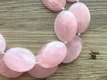 Load image into Gallery viewer, Blush Pink Chunky Statement Necklace, Big beaded jewelry, double strand Statement Necklace, chunky pink bib jewelry earrings