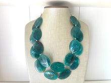 Load image into Gallery viewer, Emerald Green Chunky Statement Necklace, Big beaded jewelry, double strand Statement Necklace, chunky green bib jewelry earrings