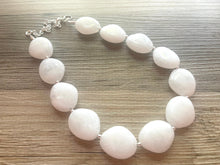 Load image into Gallery viewer, White chunky statement necklace, bib jewelry cloudy white necklace, white jewelry, white beaded necklace, white bubble, cloud necklace