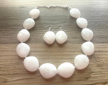 Load image into Gallery viewer, White chunky statement necklace, bib jewelry cloudy white necklace, white jewelry, white beaded necklace, white bubble, cloud necklace