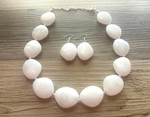 White chunky statement necklace, bib jewelry cloudy white necklace, white jewelry, white beaded necklace, white bubble, cloud necklace