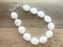 Load image into Gallery viewer, White chunky statement necklace, bib jewelry cloudy white necklace, white jewelry, white beaded necklace, white bubble, cloud necklace