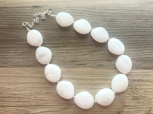 White chunky statement necklace, bib jewelry cloudy white necklace, white jewelry, white beaded necklace, white bubble, cloud necklace