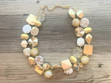 Load image into Gallery viewer, Gold Goddess &amp; White chunky statement necklace, big beaded jewelry, gifts for women bib jewelry Multi-Strand Nugget metallic gold painted