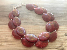 Load image into Gallery viewer, Deep Red Chunky Statement Necklace, Big beaded jewelry, double strand Statement Necklace, chunky red bib jewelry earrings