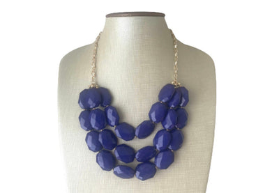 Navy Blue Big beaded Statement Chunky Necklace, casual necklace, blue necklace, dark blue necklace, big bead necklace, navy blue jewelry