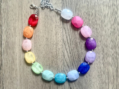 Rainbow Multi Color Chunky Statement Necklace, rainbow single strand, neon necklace, bubble jewelry, multi color jewelry, rainbow jewelry