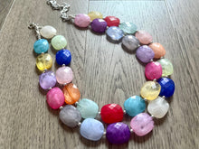 Load image into Gallery viewer, Bright Rainbow Beaded Necklace, Colorful Jewelry, Chunky statement necklace, big beaded necklace, rainbow jewelry, rainbow baby necklace