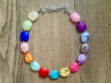 Rainbow Multi Color Chunky Statement Necklace, rainbow single strand, neon necklace, bubble jewelry, multi color jewelry, rainbow jewelry