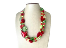 Load image into Gallery viewer, Christmas Necklace, Red, Green, and BLING! Holiday Jewelry, Christmas Jewelry, Red Green Jewelry, Beaded Christmas Gift Christmas Present