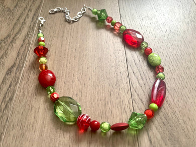 Christmas Necklace, Red & Green Holiday Jewelry, Christmas Jewelry, Red Green Jewelry, Beaded Christmas Gift Christmas Present