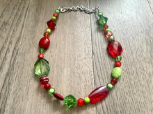 Load image into Gallery viewer, Christmas Necklace, Red &amp; Green Holiday Jewelry, Christmas Jewelry, Red Green Jewelry, Beaded Christmas Gift Christmas Present