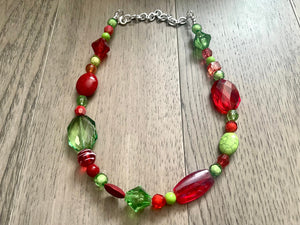 Christmas Necklace, Red & Green Holiday Jewelry, Christmas Jewelry, Red Green Jewelry, Beaded Christmas Gift Christmas Present