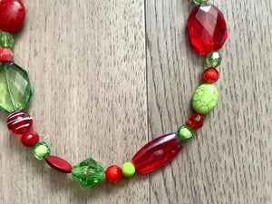 Christmas Necklace, Red & Green Holiday Jewelry, Christmas Jewelry, Red Green Jewelry, Beaded Christmas Gift Christmas Present