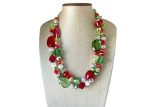 Load image into Gallery viewer, Metallic Christmas Necklace, Red, Green, and BLING! Holiday Jewelry, Christmas Jewelry, Red Green Jewelry, Beaded Gift Christmas Present