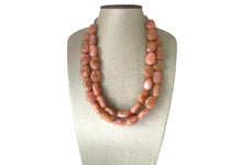 Load image into Gallery viewer, Pink &amp; Champagne Chunky Statement Necklace, Big beaded jewelry, light brown statement, chunky champagne jewelry, beaded jewelry, big beaded