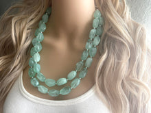 Load image into Gallery viewer, Mint Statement Necklace, Chunky Beaded Necklace, Mint Green Jewelry, Spring Jewelry, green Necklace, mint green beaded necklace, green jewel