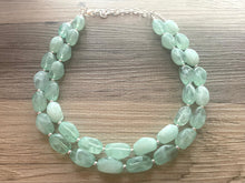 Load image into Gallery viewer, Mint Statement Necklace, Chunky Beaded Necklace, Mint Green Jewelry, Spring Jewelry, green Necklace, mint green beaded necklace, green jewel