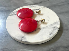 Load image into Gallery viewer, Red &amp; Gold drop bead earrings, red beaded statement earrings, red jewelry, red dangle earrings