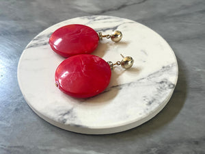 Red & Gold drop bead earrings, red beaded statement earrings, red jewelry, red dangle earrings