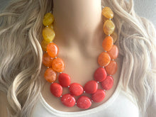 Load image into Gallery viewer, Fall ombré Colors Chunky Statement Necklace, Big beaded jewelry, statement chunky red orange yellow jewelry, beaded jewelry, big beaded