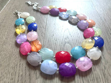 Load image into Gallery viewer, Bright Rainbow Beaded Necklace, Colorful Jewelry, Chunky statement necklace, big beaded necklace, rainbow jewelry, rainbow baby necklace