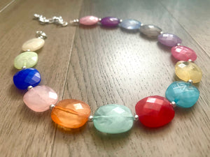 Rainbow Multi Color Chunky Statement Necklace, rainbow single strand, neon necklace, bubble jewelry, multi color jewelry, rainbow jewelry