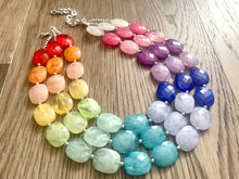 Load image into Gallery viewer, Triple Rainbow Beaded Necklace, Colorful Jewelry, Chunky statement necklace, big beaded necklace, rainbow jewelry, rainbow baby confetti