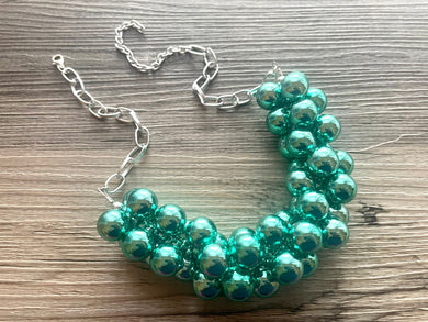 Mint Mirror Green Necklace, extra chunky jewelry, beaded chunky statement necklace, green necklace, Casual necklace, light green jewelry