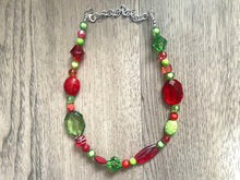 Load image into Gallery viewer, Christmas Necklace, Red &amp; Green Holiday Jewelry, Christmas Jewelry, Red Green Jewelry, Beaded Christmas Gift Christmas Present