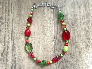 Christmas Necklace, Red & Green Holiday Jewelry, Christmas Jewelry, Red Green Jewelry, Beaded Christmas Gift Christmas Present