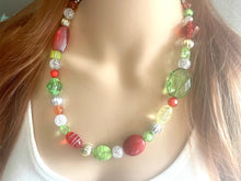 Load image into Gallery viewer, Metallic Christmas Necklace, Red &amp; Green Holiday Jewelry, Christmas Jewelry, Red Green Jewelry, Beaded Christmas Gift Christmas Present