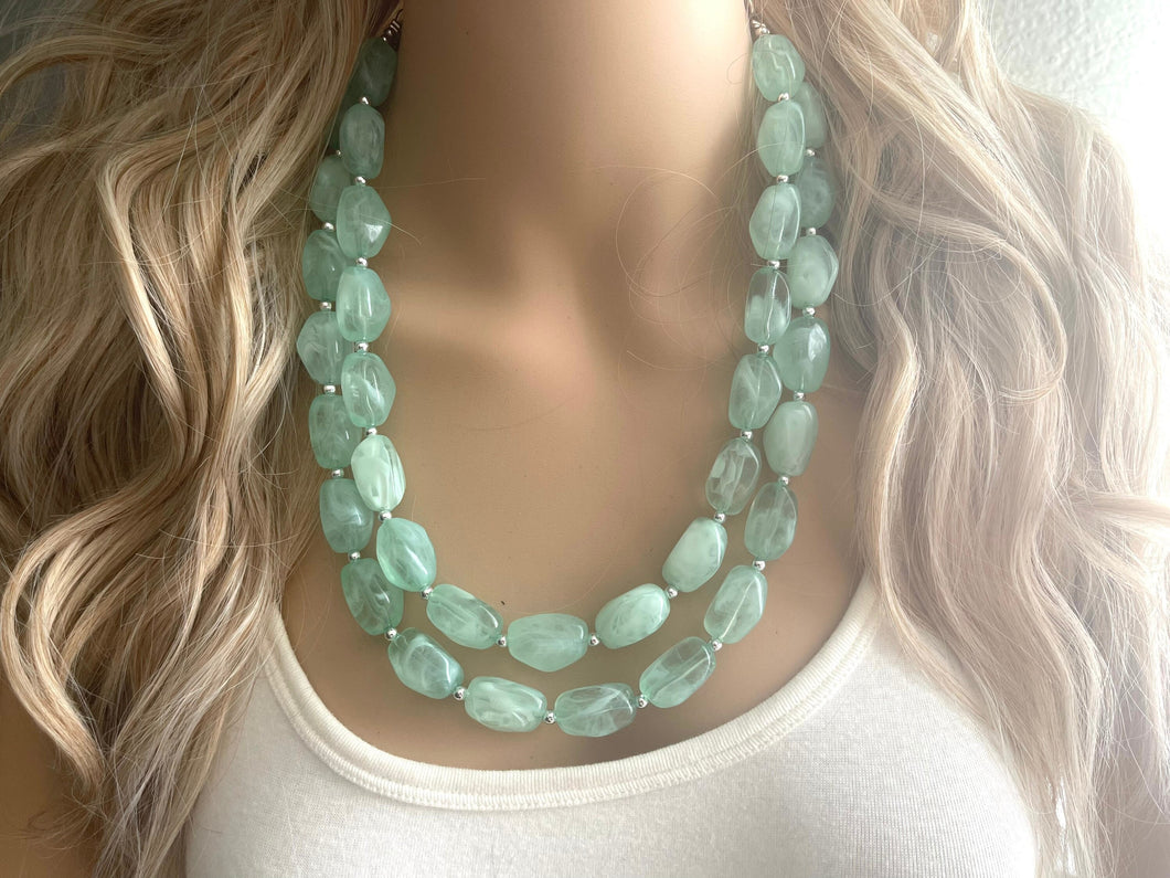 Mint Statement Necklace, Chunky Beaded Necklace, Mint Green Jewelry, Spring Jewelry, green Necklace, mint green beaded necklace, green jewel