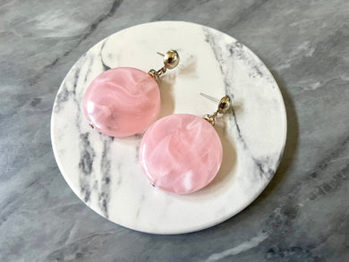 Blush Pink & Gold drop bead earrings, pink beaded statement earrings, baby pink jewelry, light pink earrings