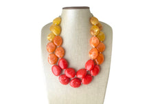 Load image into Gallery viewer, Fall ombré Colors Chunky Statement Necklace, Big beaded jewelry, statement chunky red orange yellow jewelry, beaded jewelry, big beaded