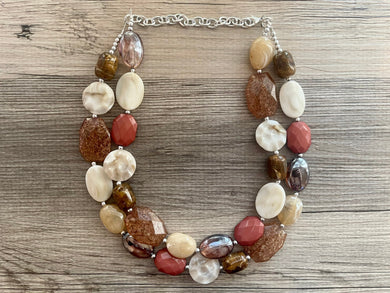 Caramel Macchiato chunky necklace, brown beaded jewelry, resin beaded necklace brown beaded necklace, cinnamon necklace tan champagne