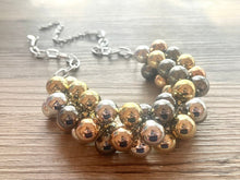 Load image into Gallery viewer, Metallic Mirror Necklace, extra chunky jewelry, beaded chunky statement necklace, colorful necklace, Silver gold rosegold black jewelry