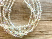 Load image into Gallery viewer, Long XL Prism Bubble Extra Chunky Clear Statement Necklace and earrings set, large lucite resin big bead acetate acrylic necklace, rainbow